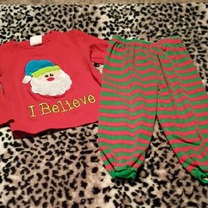 Festive Kids Pajamas - Red and Green Striped Set